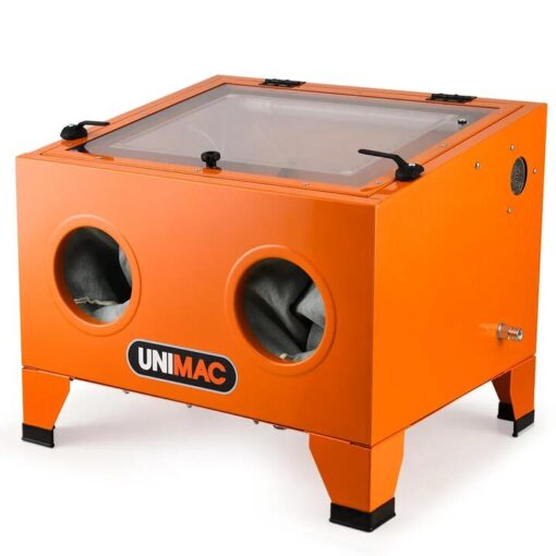 UNIMAC 90L Benchtop Sandblasting Cabinet, with Sandblast Gun Set with Hose, LED Light