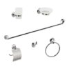 Bathroom Accessories Set 6 Piece Pack Chrome Wall Mounted Easy Fittings