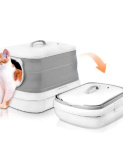 Large Foldable Cat Litter Box Plastic Toilet Easy Cleaning