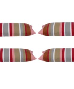 Pack of 4 Corban Rose Pink Based Striped Cushion Cover Multicoloured Rectangle 35x70cm