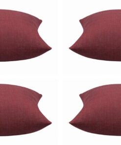 Pack of 4 Elements Deep Red Solid Base Colour Square Cushion Covers