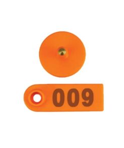 1-100 Cattle Number Ear Tag 5x2cm Set - Orange Mini Pig Sheep Livestock Label
