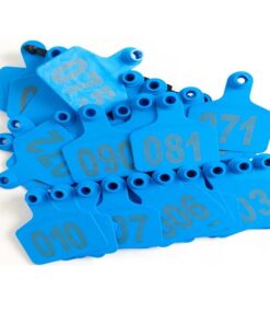 1-100 Cattle Number Ear Tags 6x7.5cm Set - Medium Blue Cow Sheep Livestock Label