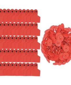 100x Cattle Ear Tags Set - 6x7cm Medium Red Blank Cow Pig Sheep Livestock Label