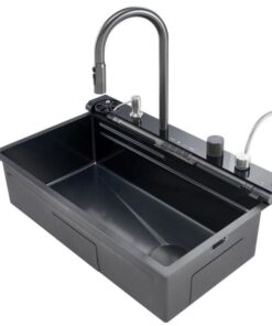 2024 80x45cm Blue Whale Integrated Waterfall Kitchen Sink Honeycomb Technology Large Digitial Display Stainless Steel Water Filter Cup Washer