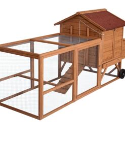 248 cm XL Chicken Coop Rabbit Hutch Ferret Hen Guinea Pig House With Wheels