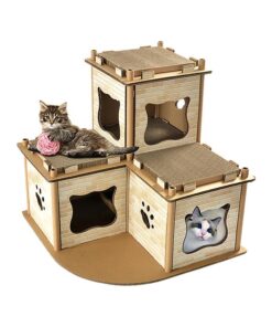 Cat Cardboard House Tree Tower Condo Scratcher Pet Post Pad Mat Furniture