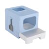 Cat Litter Box Large Tray Kitty Toilet Enclosed Hooded Foldable Cat Litter Box Scoop Blue