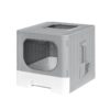 Cat Litter Box Large Tray Kitty Toilet Enclosed Hooded Foldable Cat Litter Box Scoop Grey