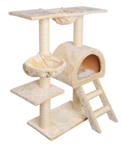 Cat Tree 100cm Tower Scratching Post Scratcher Condo House Trees Bed Beige