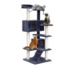 Cat Tree 134cm Tower Scratching Post Scratcher Wood Condo House Bed Grey