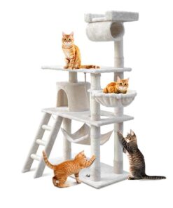 Cat Tree 141cm Tower Scratching Post Scratcher Condo Wood House Bed Beige