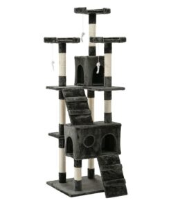 Cat Tree 180cm Tower Scratching Post Scratcher Wood Condo House Toys Grey