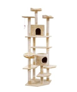Cat Tree 203cm Tower Scratching Post Scratcher Condo Trees House Bed Beige