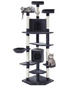 Cat Tree 203cm Tower Scratching Post Scratcher Condo Trees House Bed Grey