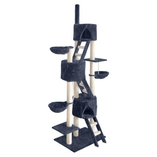 Cat Tree 244cm Tower Scratching Post Scratcher Trees Condo House Grey