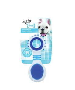Dog Dental Rattle - Blue Puppy Teething + Cleaning Gums Rubber Ridges Chew