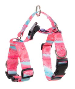 Dog Double-Lined Straps Harness Adjustable L MARBLE PINK