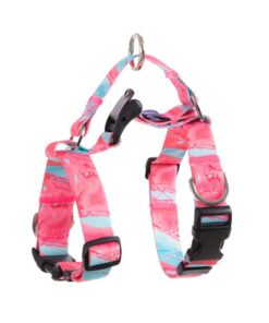 Dog Double-Lined Straps Harness Adjustable M MARBLE PINK