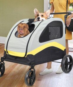 Dog Stroller w/ Divider, Foldable Pet Cart