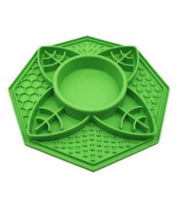 Flower Mandala Slow Feeder Lick Mat Bowl - Green