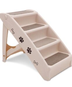 Furtastic Foldable Pet Stairs In White - 50cm Dog Ladder Cat Ramp
