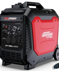 GENPOWER 4.7kW Peak 3.8kW Inverter Generator, Push Button & Remote Start, Portable w/ Wheels, Camping, Backup, Mobile A/C