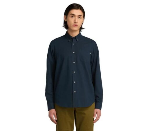 Gale River Tfo Solid Oxford Long Sleeve Shirt Navy