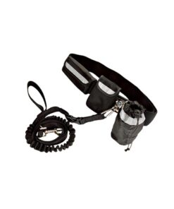 Hands Free Dog Bungee Leash - Doggy Jogger Lead Belt with Storage