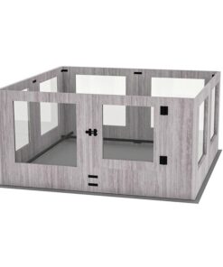 Indoor Dog Pen Tempered Glass Kennel w/ Pad