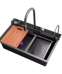 Integrated Waterfall Kitchen Sink Honeycomb Technology Large Digitial Display Stainless Steel Water Filter Cup Washer