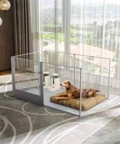 Large Acrylic Dog Playpen 132x132x80.5cm, 8 Panels Cage