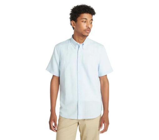 Linen Short Sleeve Shirt Blue