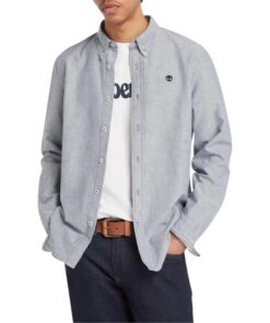 Long Sleeve Oxford Slim-Fit Shirt Grey