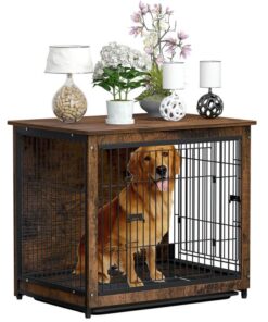 Medium Wooden Dog Crate Kennel 80.5x59x70cm End Table Nightstand