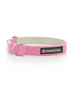 Natural Hemp & Cotton Dog Collar (Pretty Pink) LARGE