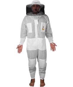 OZBee Premium Full Suit 3 Layer Mesh Ultra Cool Ventilated Round Head Beekeeping Protective Gear Size S