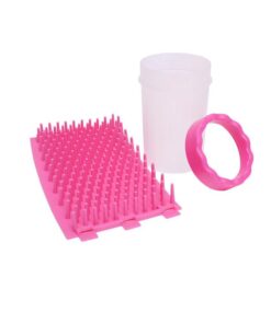 Ondoing Pet Foot Cleaner Dog Cat Paw Washer Pet Feet Brush Grooming Tool Small Large Mug-L-Pink
