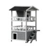 Outdoor Cat House Shelter 72cm x 72cm x 127cm Rabbit Hutch Wooden Condo Small Outdoor Cat House