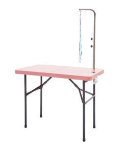 Paw Mate Pet Grooming Salon Table 97cm Adjustable Foldable Mobile Dog Cat for Commercial PINK
