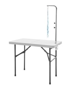 Paw Mate Pet Grooming Salon Table 97cm Adjustable Foldable Mobile Dog Cat for Commercial WHITE