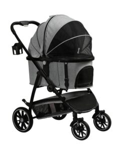 Pet Stroller Pram Large Dog Cat Carrier Travel Pushchair Foldable 4 Wheels