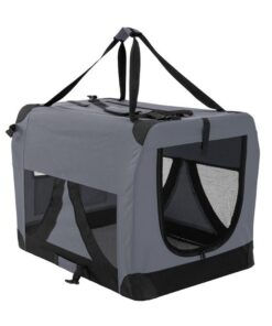 Portable Soft Dog Cage Crate Carrier L GREY