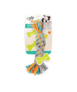 Puppy Chew Rope Toy - Dog Knotted Braided Rag Cotton Jersey Teething Play AFP
