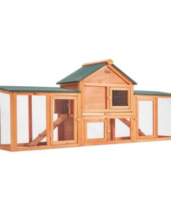 Rabbit Hutch Chicken Coop 204 x 45 x 85cm 2 Storey Cage Mansion