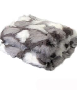 Riley Modern Pattern Faux Fur Throw Rug 127 x 152 cm Grey Camouflage
