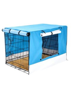 Wire Dog Cage Crate 30in with Tray + Cushion Mat + BLUE Cover Combo