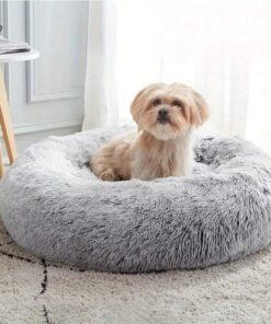 XXL-80cm light-grey PawfectFriend Dog Pet Cat Calming Bed Plush Beds Large Fluffy Donut Comfy Cushion Puppy Mat