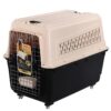 XXXL Plastic Pet Dog Carrier Transport Cat Cage With Wheels Tray & Bowl