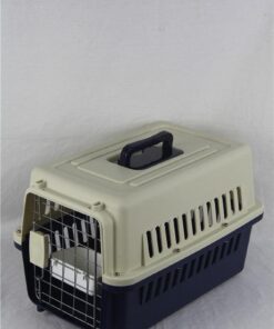 YES4PETS Small Dog Cat Rabbit Crate Pet Carrier Airline Cage With Bowl and Tray-Dark Blue